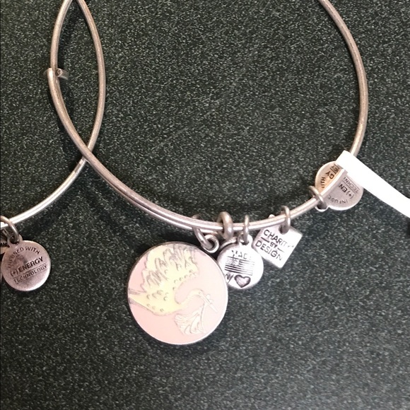 Alex and Ani Stork Silver Pink Baby Charm - Picture 1 of 4